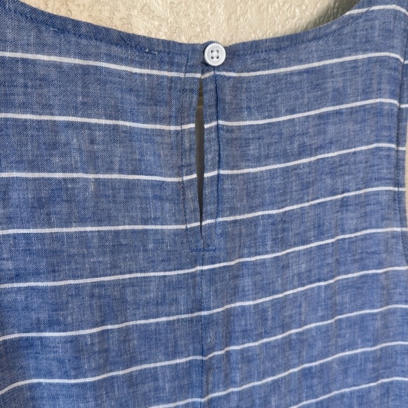 Beach Lunch Lounge Small Petite Blue Dress Knee Length Lined Button Back - Picture 3 of 7